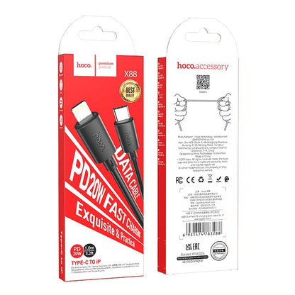 Datový a nabíjecí kabel USB-C - Lightning HOCO X88, 20W, 1m, černý