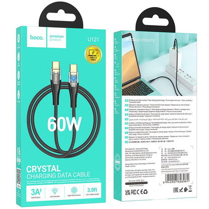 Datový a nabíjecí kabel USB-C - USB-C HOCO U121, 60W, 1.2m, černý