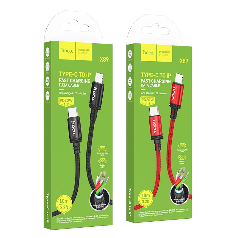 Datový a nabíjecí kabel USB-C - Lightning HOCO X89, 20W, 1m, černý