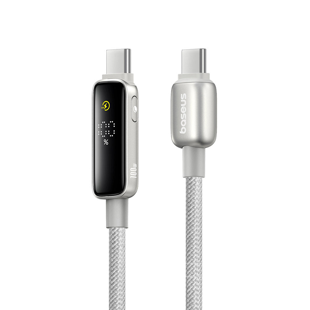 Kabel pro data a nabíjení USB-C - USB-C Baseus Vipow Display, 100W, 1m, šedý P10381802851-00
