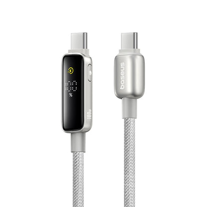 Kabel pro data a nabíjení USB-C - USB-C Baseus Vipow Display, 100W, 1m, šedý P10381802851-00