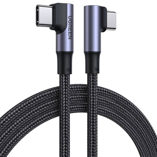 Datový a nabíjecí kabel USB-C - USB-C UGREEN US335 Angled, 100W, 2m, černý