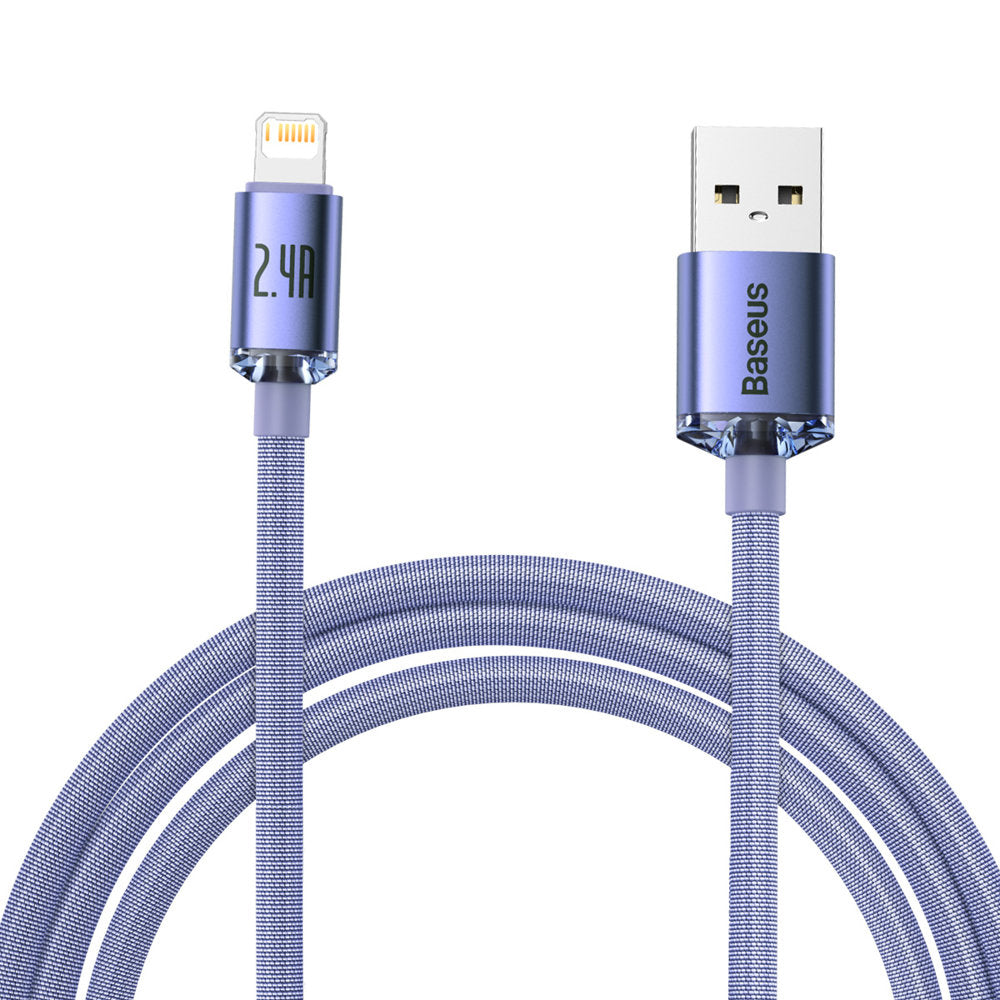 Datový a nabíjecí kabel USB-A - Lightning Baseus Crystal Shine Series, 18W, 2m, Fialový CAJY000105