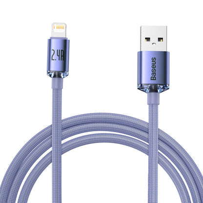 Datový a nabíjecí kabel USB-A - Lightning Baseus Crystal Shine Series, 18W, 2m, Fialový CAJY000105