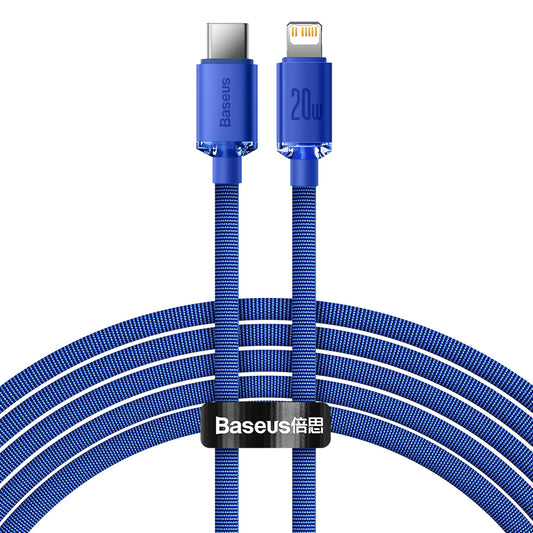 Kabel pro data a nabíjení USB-C - Lightning Baseus Crystal Shine Series, 20W, 1.2m, Modrý CAJY000203