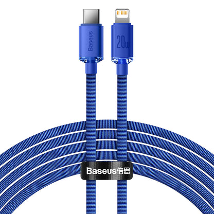 Kabel pro data a nabíjení USB-C - Lightning Baseus Crystal Shine Series, 20W, 1.2m, Modrý CAJY000203