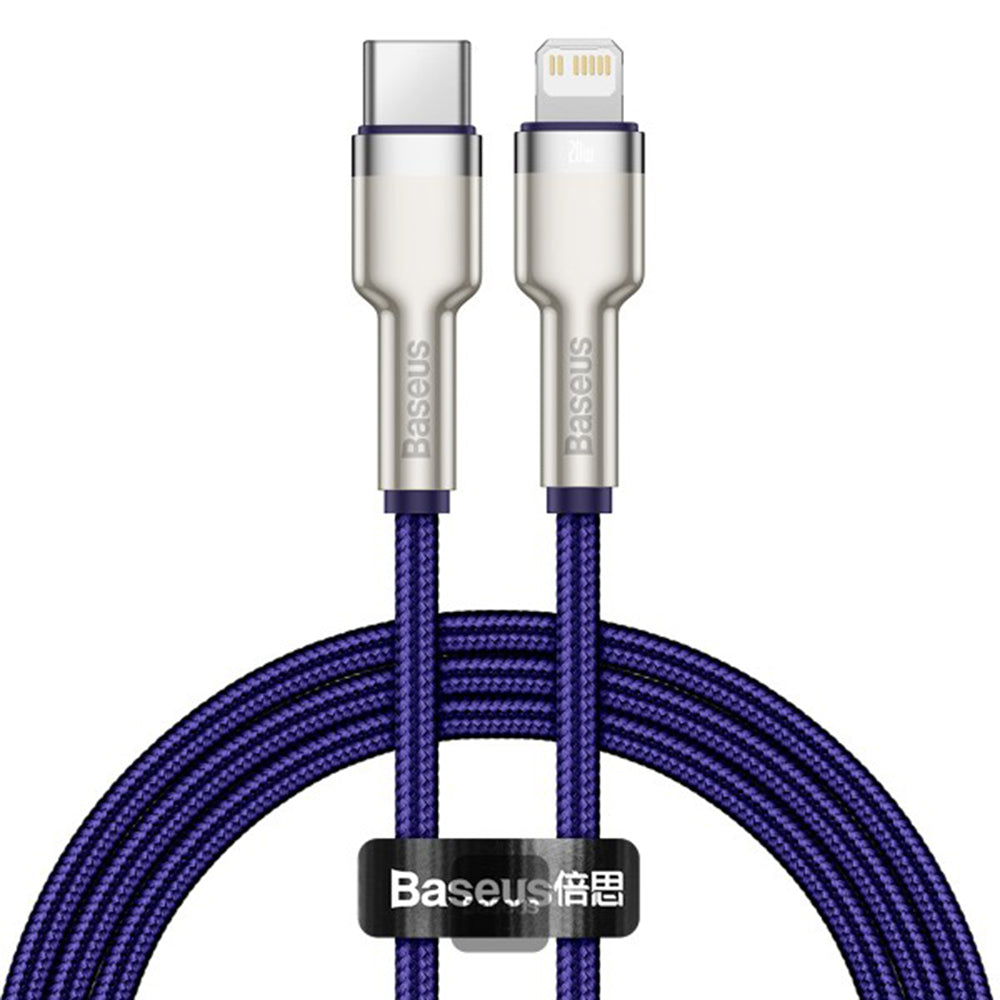 Datový a nabíjecí kabel USB-C - Lightning Baseus Cafule Metal Series, 20W, 1m, Fialový CATLJK-A05