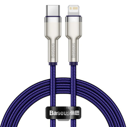Datový a nabíjecí kabel USB-C - Lightning Baseus Cafule Metal Series, 20W, 1m, Fialový CATLJK-A05