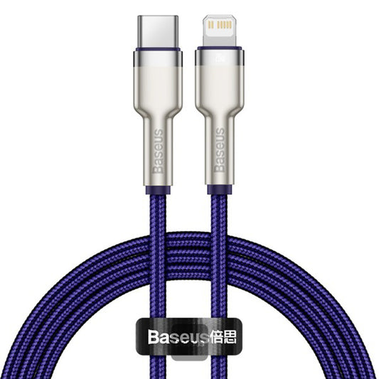 Datový a nabíjecí kabel USB-C - Lightning Baseus Cafule Metal Series, 20W, 1m, Fialový CATLJK-A05