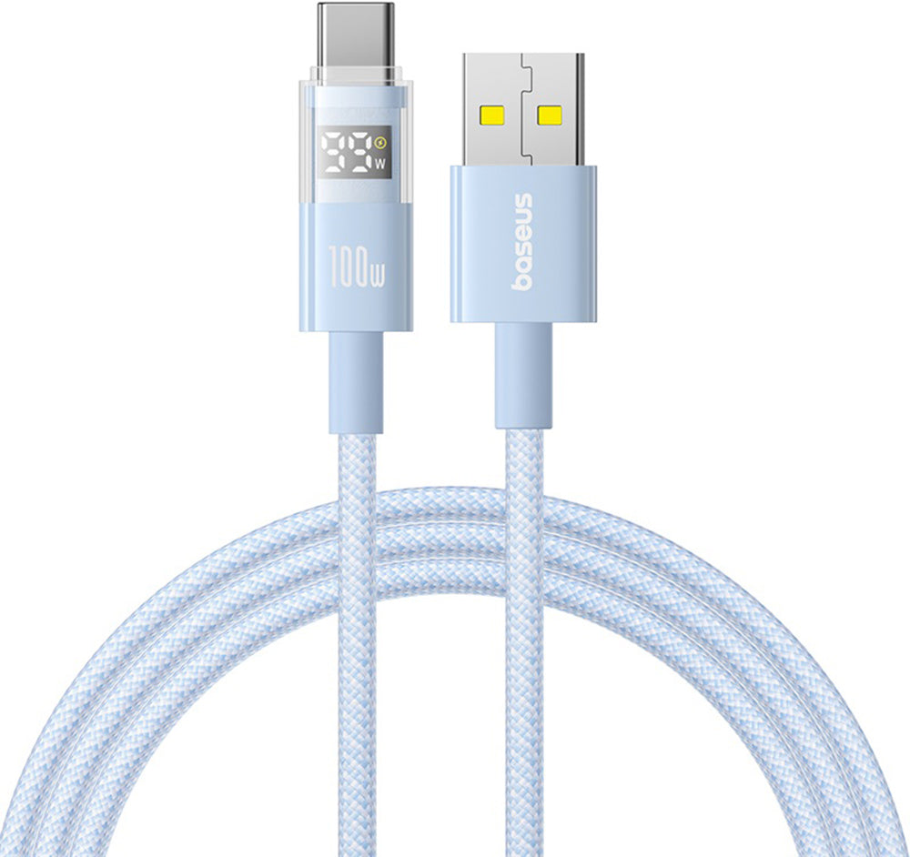 Kabel pro data a nabíjení USB-A - USB-C Baseus Display 2, 100W, 2m, Modrý P10382701311-01