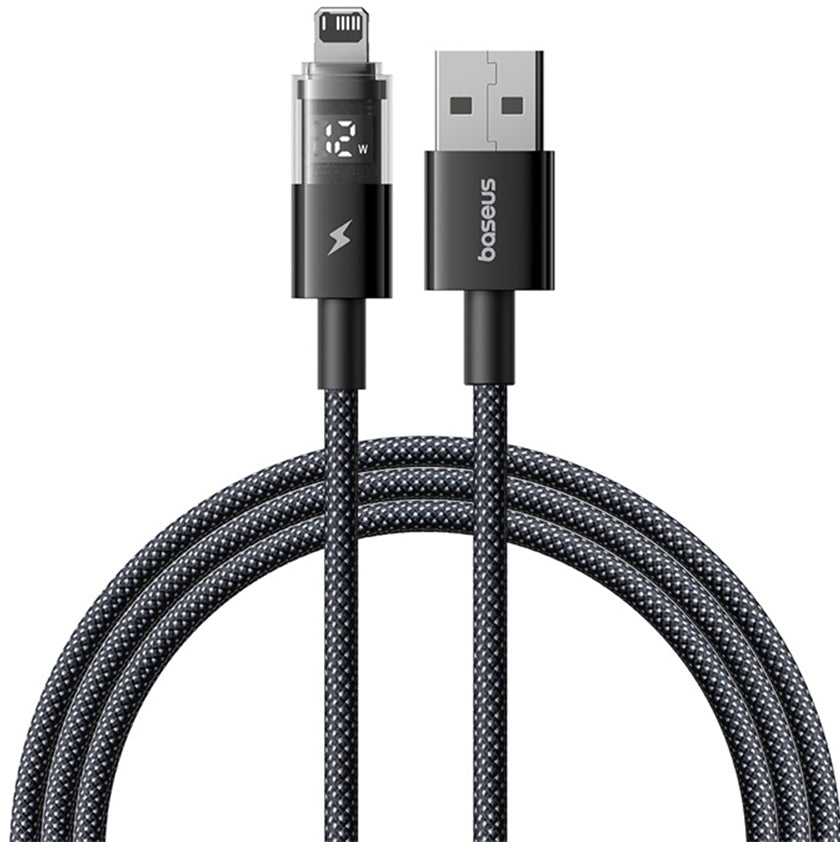 Datový a nabíjecí kabel USB-A - Lightning Baseus Display 2, 18W, 2m, Černý P10382700121-01