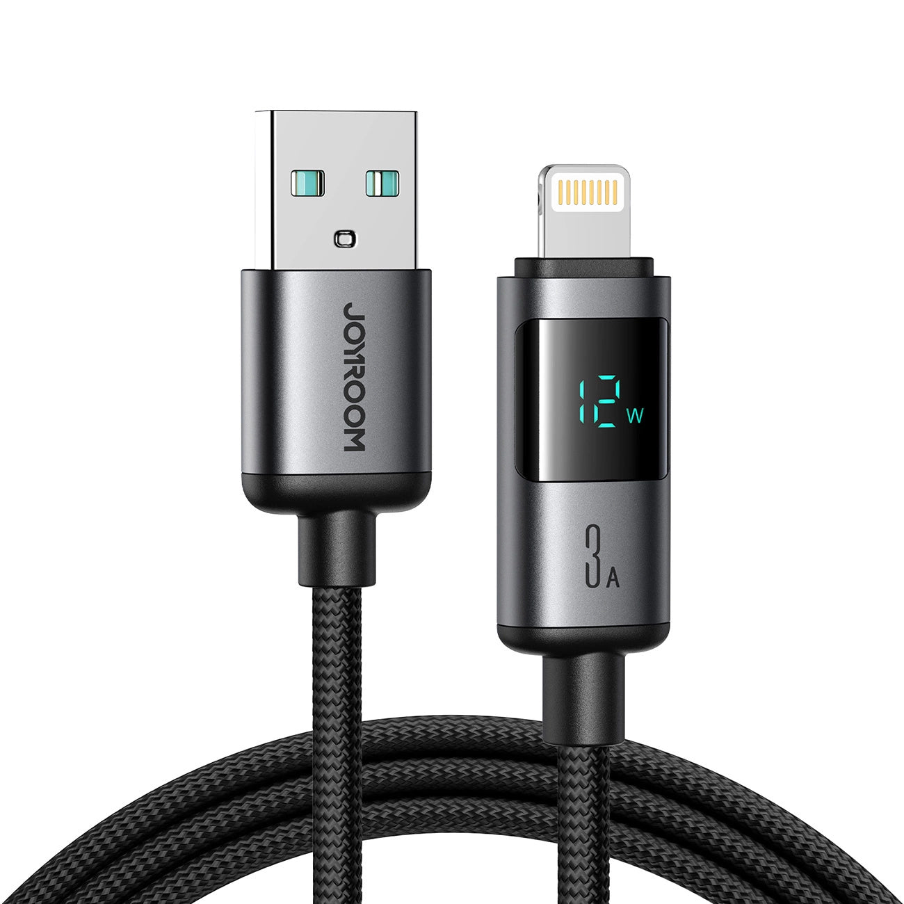 Datový a nabíjecí kabel USB-A - Lightning Joyroom S-A16 Pro Prism Display, 12W, 1.2m, černý