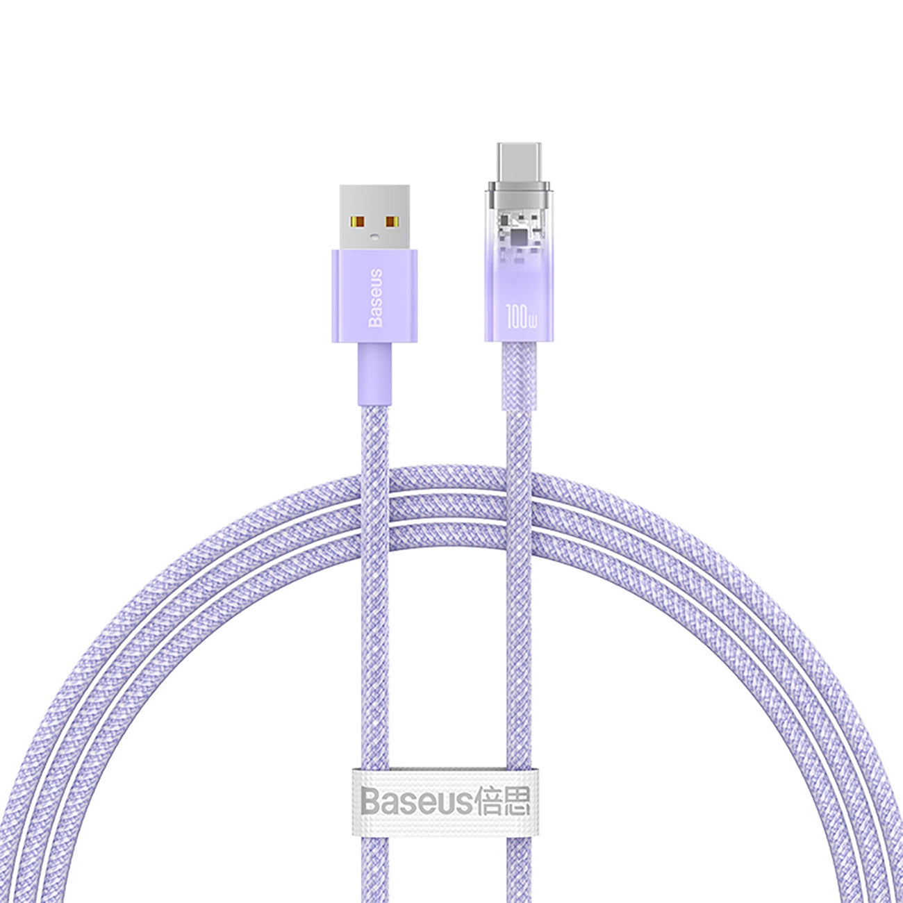 Datový a nabíjecí kabel USB-A - USB-C Baseus Explorer, 100W, 1m, Fialový CATS010405