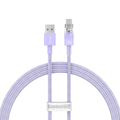 Datový a nabíjecí kabel USB-A - USB-C Baseus Explorer, 100W, 1m, Fialový CATS010405