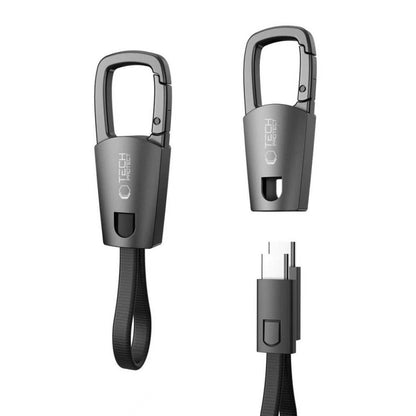 Kabel pro data a nabíjení USB-C - USB-C Tech-Protect Ultraboost DNA Keychain, 60W, 0.17m, šedý