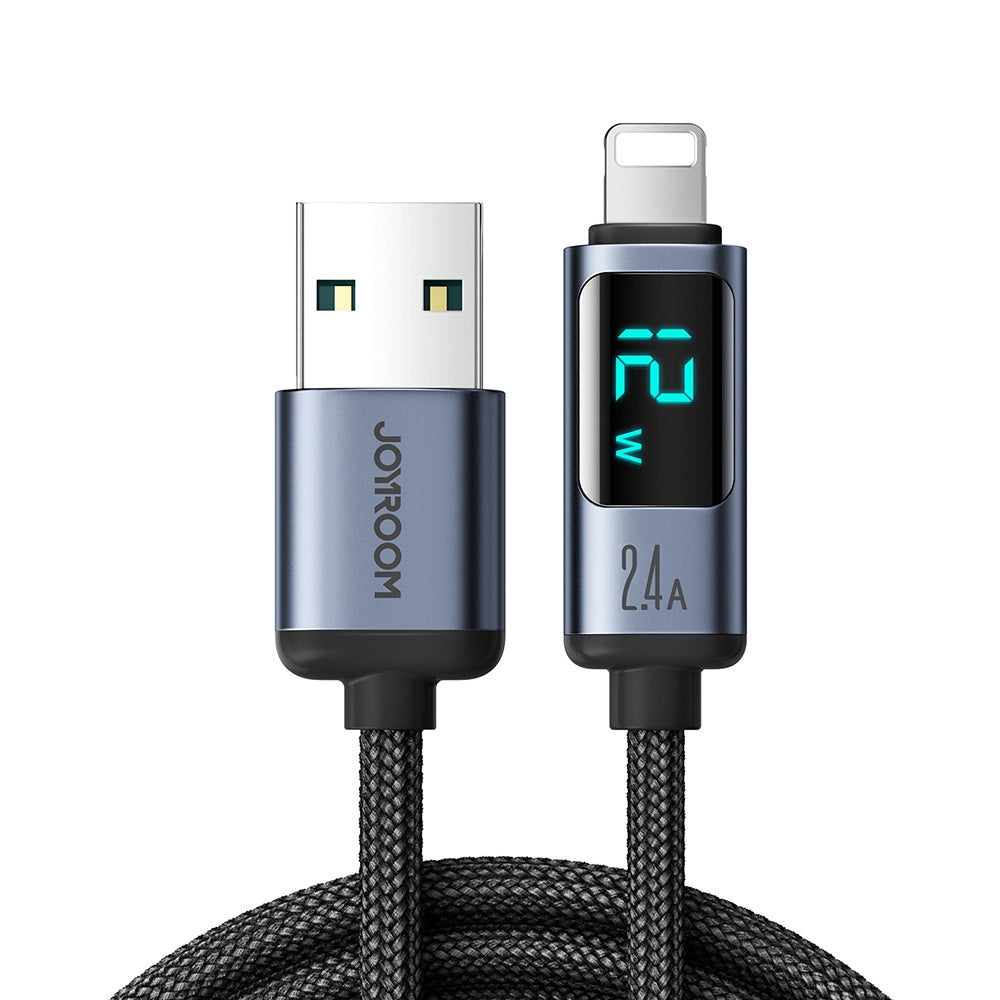 USB-A - Lightning Joyroom S-A16 Prism Display Data and Charging Cable, 12W, 1.2m, Black