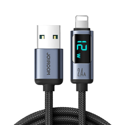USB-A - Lightning Joyroom S-A16 Prism Display Data and Charging Cable, 12W, 1.2m, Black