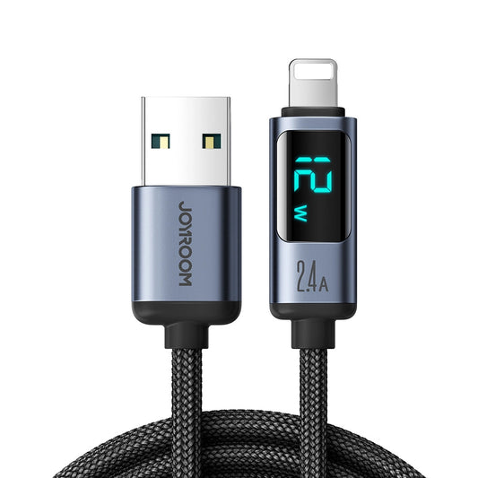 USB-A - Lightning Joyroom S-A16 Prism Display Data and Charging Cable, 12W, 1.2m, Black
