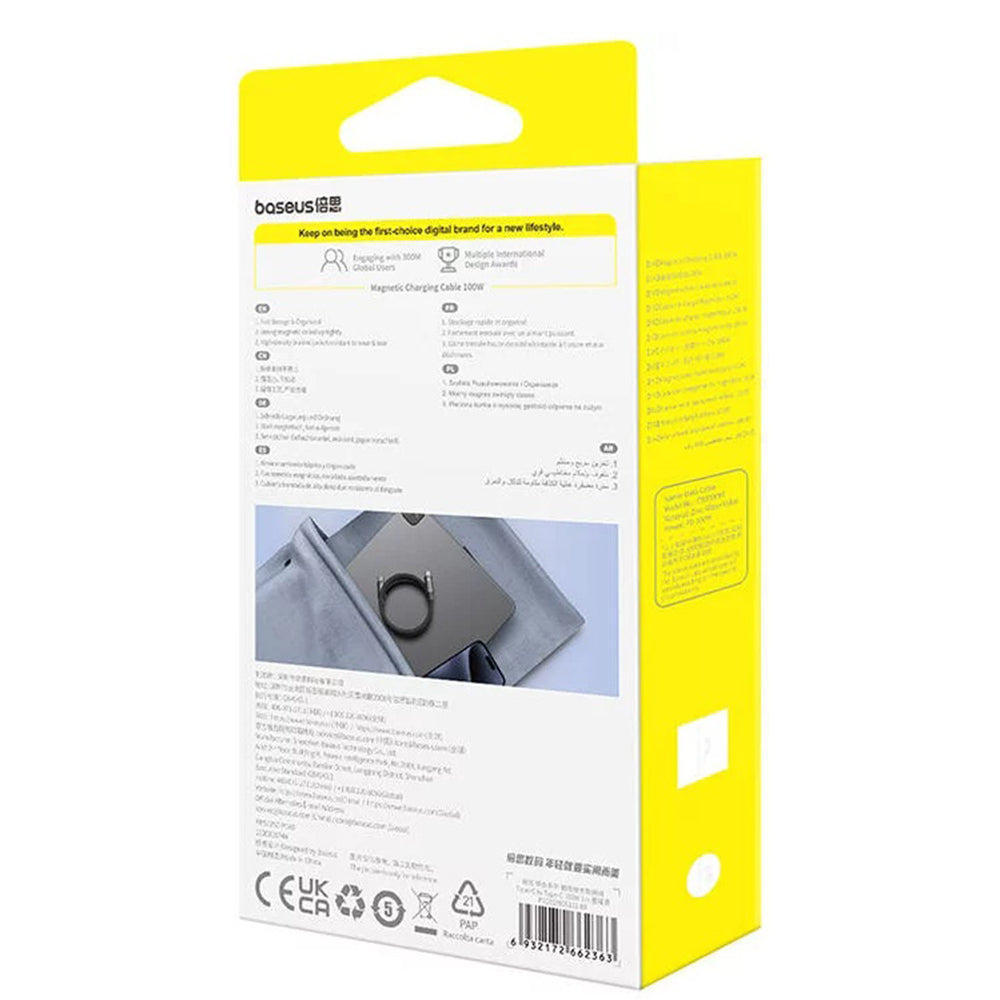 Kabel pro data a nabíjení USB-C - USB-C Baseus Tungsten Gold, 100W, 1m, černý P10319805111-00