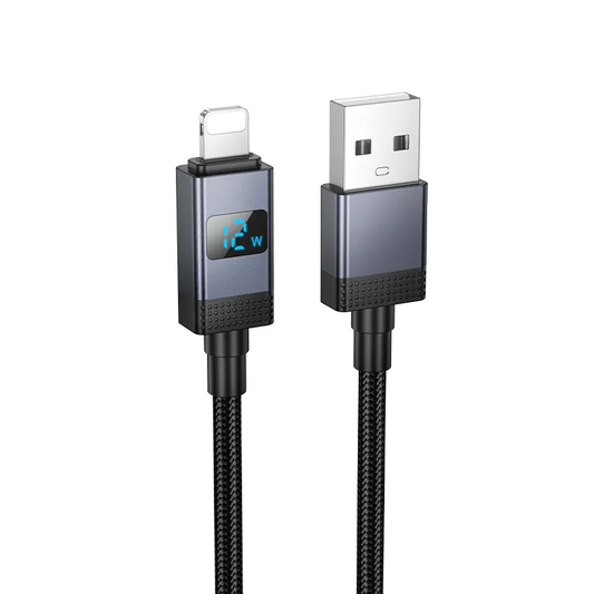 Datový a nabíjecí kabel USB-A - Lightning HOCO X118 Display, 12W, 1m, Černý
