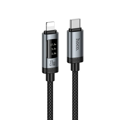 Datový a nabíjecí kabel USB-C - Lightning HOCO Display U148, 27W, 1.2m, černý