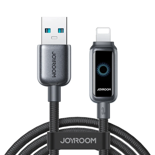 Datový a nabíjecí kabel USB-A - Lightning Joyroom S-A55 StarFlight Display, 18W, 1.2m, černý