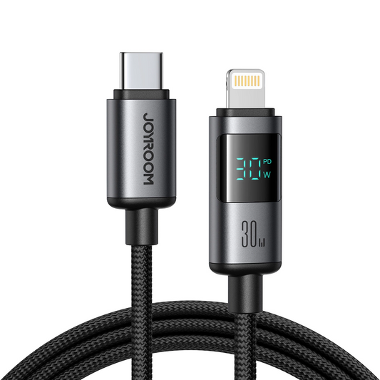 Datový a nabíjecí kabel USB-C - Lightning Joyroom S-A16 Pro Prism Display, 30W, 1.2m, černý