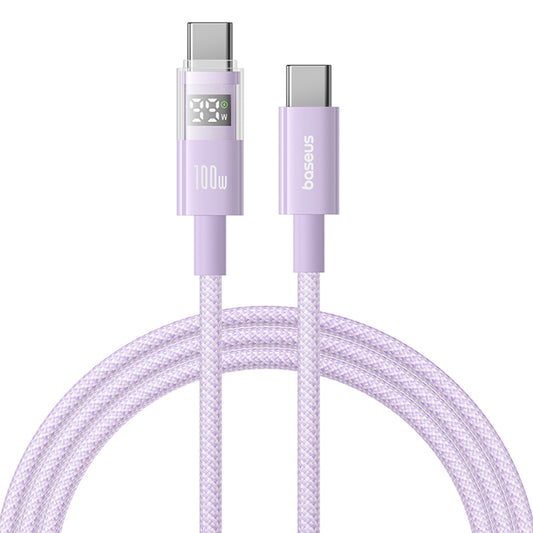 Kabel pro data a nabíjení USB-C - USB-C Baseus Display 2, 100W, 1m, Fialový P10382702511-00