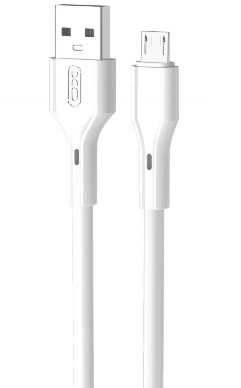 Datový a nabíjecí kabel USB-A - microUSB XO Design NB230, 18W, 1m, Bílý