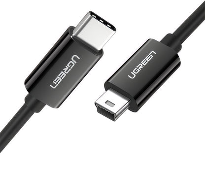 Datový a nabíjecí kabel USB-C - miniUSB UGREEN US242, 18W, 1m, černý