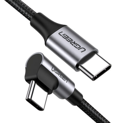 Datový a nabíjecí kabel USB-C - USB-C UGREEN US255 Angled, 60W, 3m, šedý