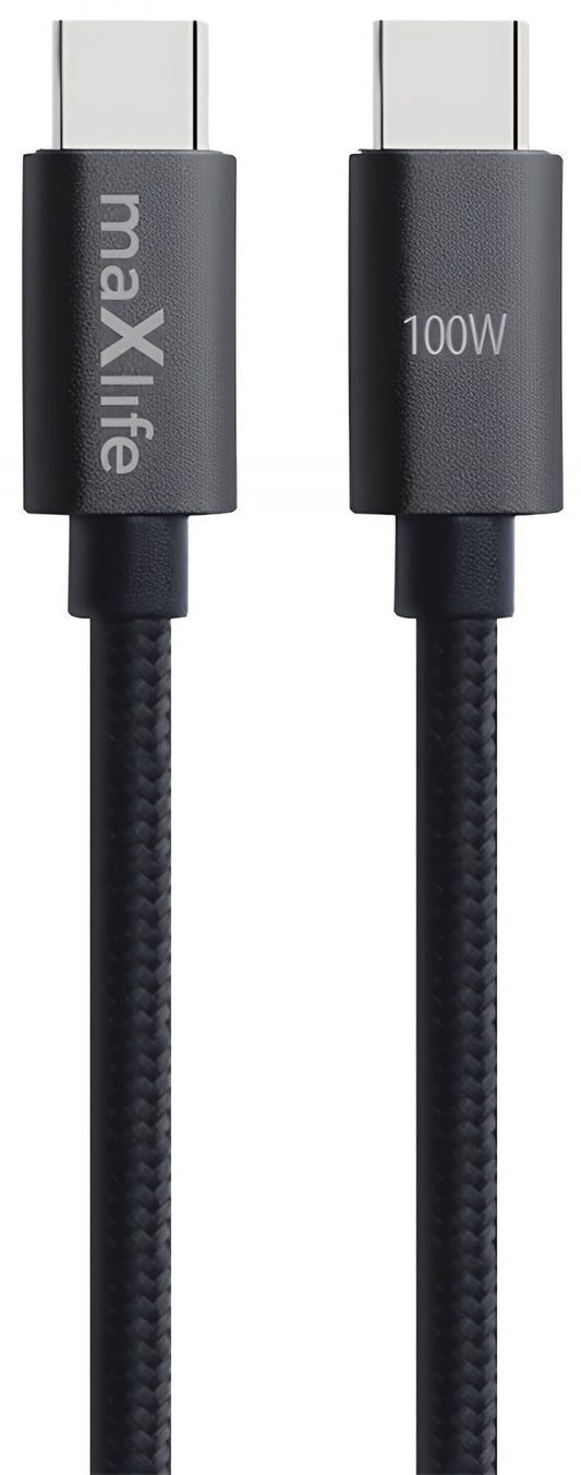 Datový a nabíjecí kabel USB-C - USB-C MaXlife MXUC-12, 100W, 1m, černý