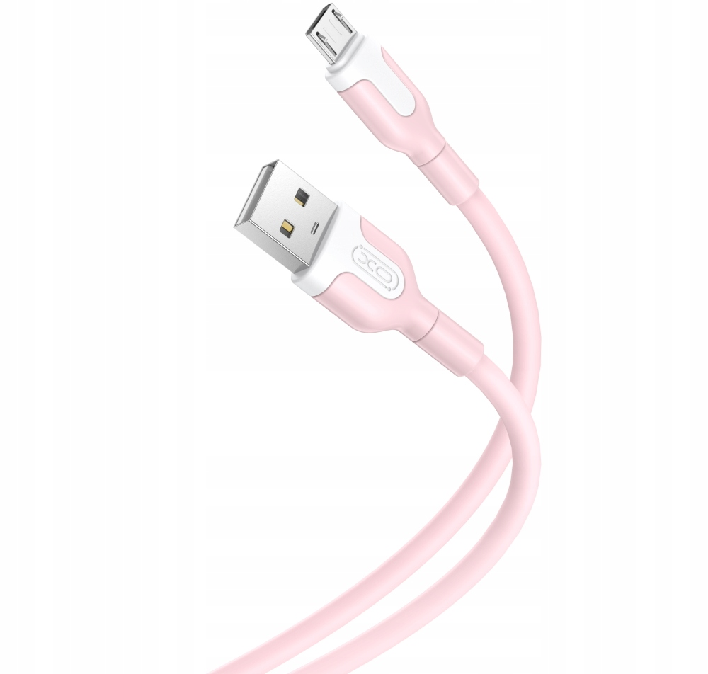 Datový a nabíjecí kabel USB-A - microUSB XO Design NB212, 18W, 1m, Růžový