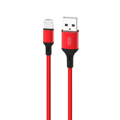 Datový a nabíjecí kabel USB-A - microUSB XO Design NB143, 18W, 2m, Červený