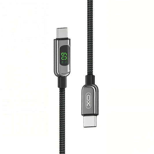 Kabel pro data a nabíjení USB-C - USB-C XO Design NB-Q203B Display, 60W, 1m, černý