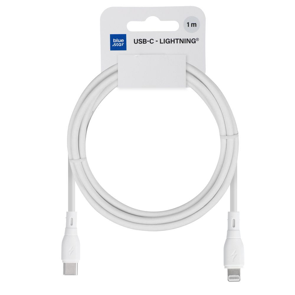 Datový a nabíjecí kabel USB-C - Lightning Blue Star Eco, 27W, 1m, Bílý
