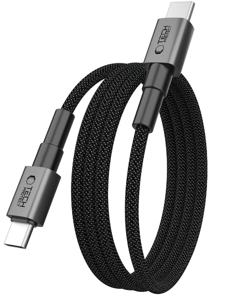 Kabel pro data a nabíjení USB-C - USB-C Tech-Protect Ultraboost DNA MagTwist, 100W, 2m, šedý