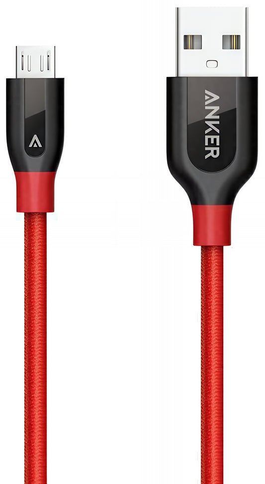 Datový a nabíjecí kabel USB-A - microUSB Anker PowerLine+, 18W, 0.91m, Červený A8142G91