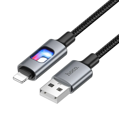 Datový a nabíjecí kabel USB-A - Lightning HOCO U144 Led, 18W, 1.2m, černý