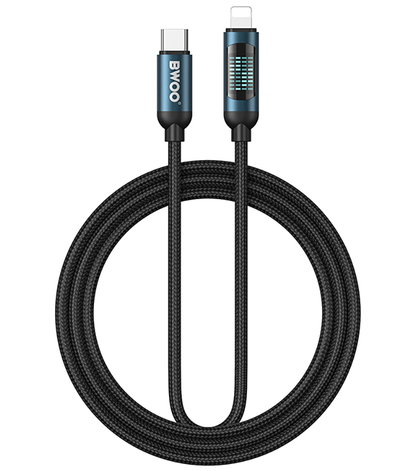 Datový a nabíjecí kabel USB-C - Lightning BWOO X305 Display, 27W, 1m, černý