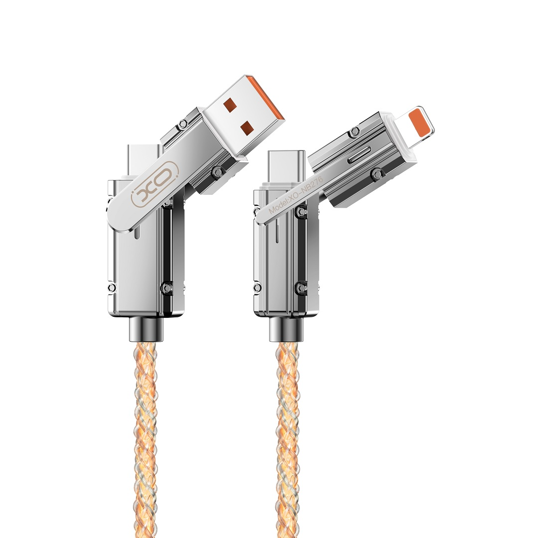 Datový a nabíjecí kabel USB-C / USB-A - USB-C / Lightning XO Design NB276, 60W, 1m, šedý