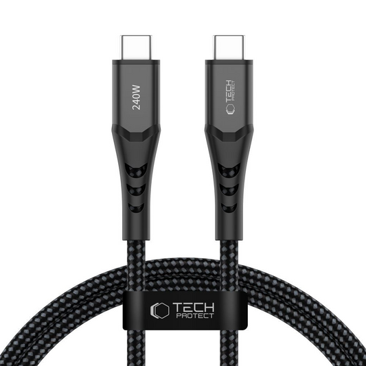 Datový a nabíjecí kabel USB-C - USB-C Tech-Protect UB11T Ultraboost, 240W, 1m, černý