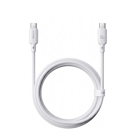 Kabel pro data a nabíjení USB-C - USB-C Baseus Silky, 100W, 2m, bílý