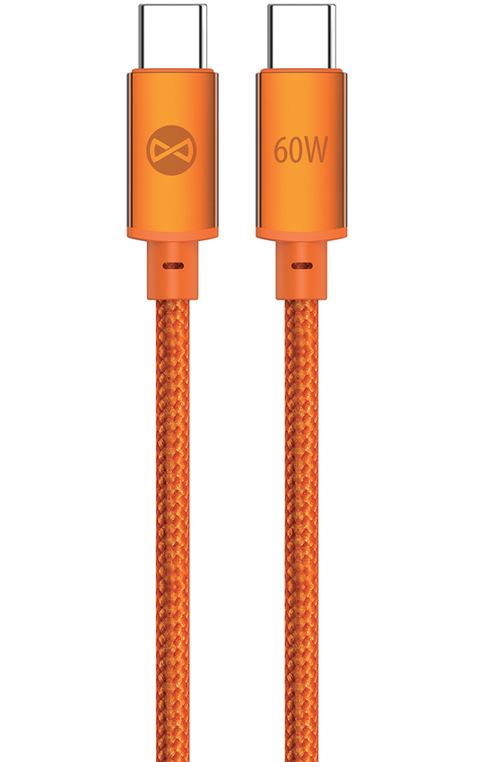 USB-C datový a nabíjecí kabel - USB-C Forever Saffron, 60W, 1m, Oranžový
