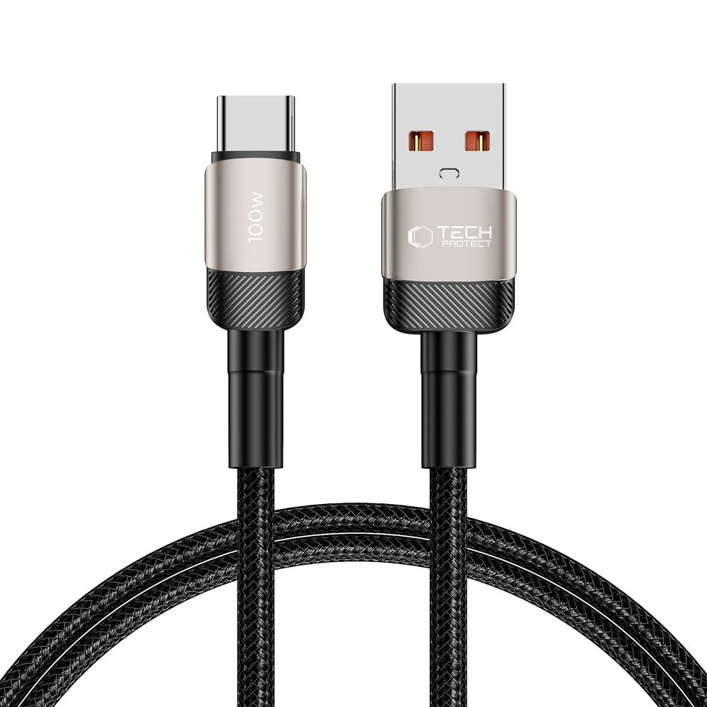 Datový a nabíjecí kabel USB-A - USB-C Tech-Protect Ultraboost EVO, 100W, 1m, stříbrný