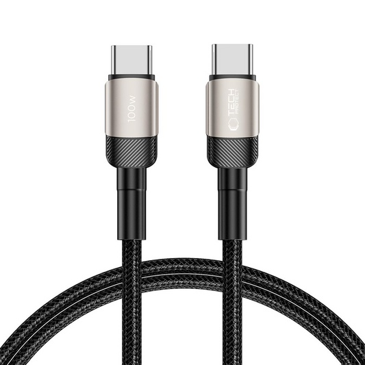 Datový a nabíjecí kabel USB-C - USB-C Tech-Protect Ultraboost EVO, 100W, 1m, stříbrný