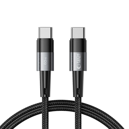 Datový a nabíjecí kabel USB-C - USB-C Tech-Protect Ultraboost, 60W, 1m, šedý