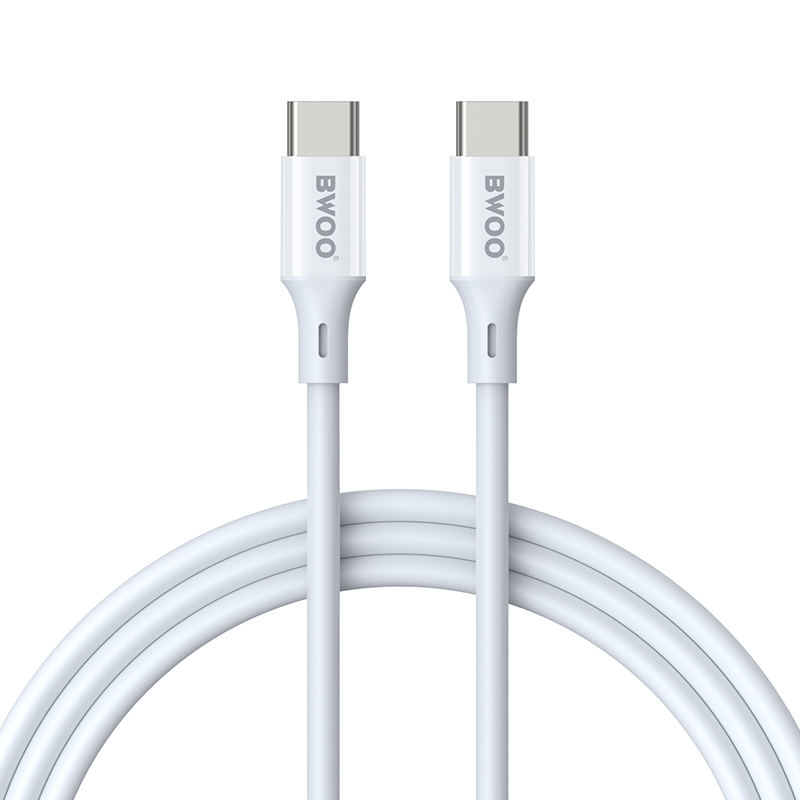 Datový a nabíjecí kabel USB-C - USB-C BWOO BO-X283CC-2M, 60W, 2m, bílý