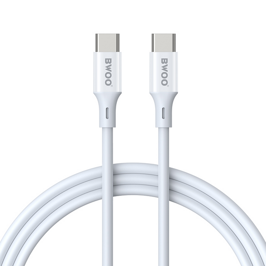 Datový a nabíjecí kabel USB-C - USB-C BWOO BO-X283CC-2M, 60W, 2m, bílý