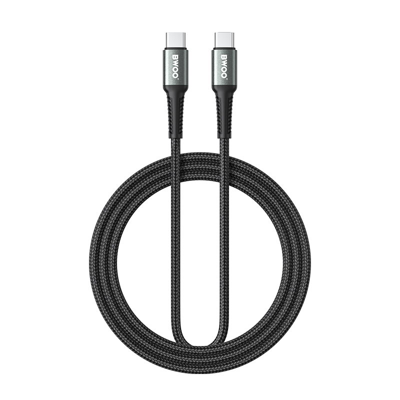 Datový a nabíjecí kabel USB-C - USB-C BWOO BO-X288C-C, 60W, 1m, černý